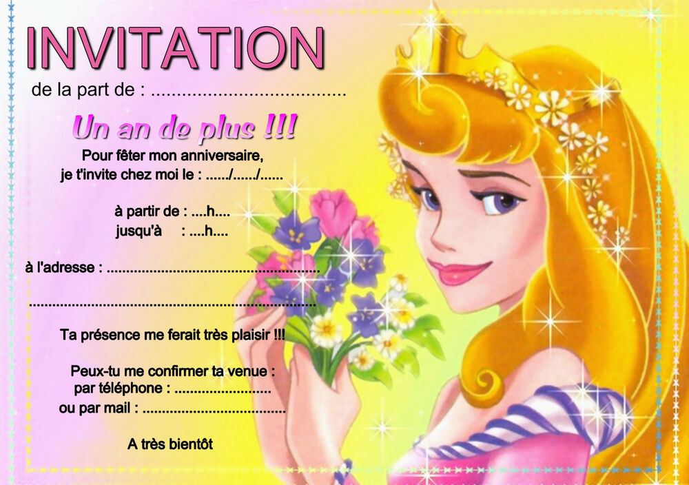 5 - 12 Ou 14 Cartes Invitation Anniversaire Princesse pour Carte Anniversaire À Imprimer Fille 