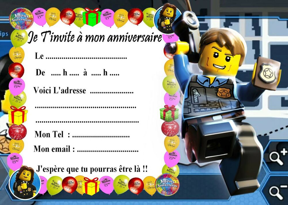 5 Cartes Invitation Anniversaire Lego City 04 D'Autres En pour Carte D Invitation À Imprimer Gratuite