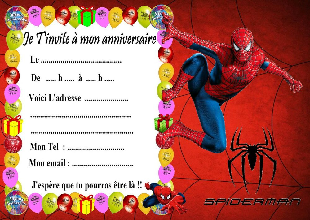 5 Cartes Invitation Anniversaire Spiderman 03  Ebay serapportantà Carte D Anniversaire Imprimer