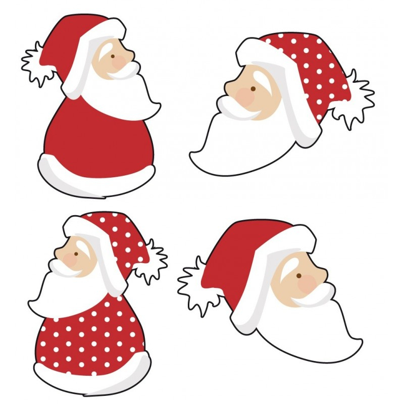 8 Formes Plates Tête Du Père Noël En Bois encequiconcerne Tete Pere Noel