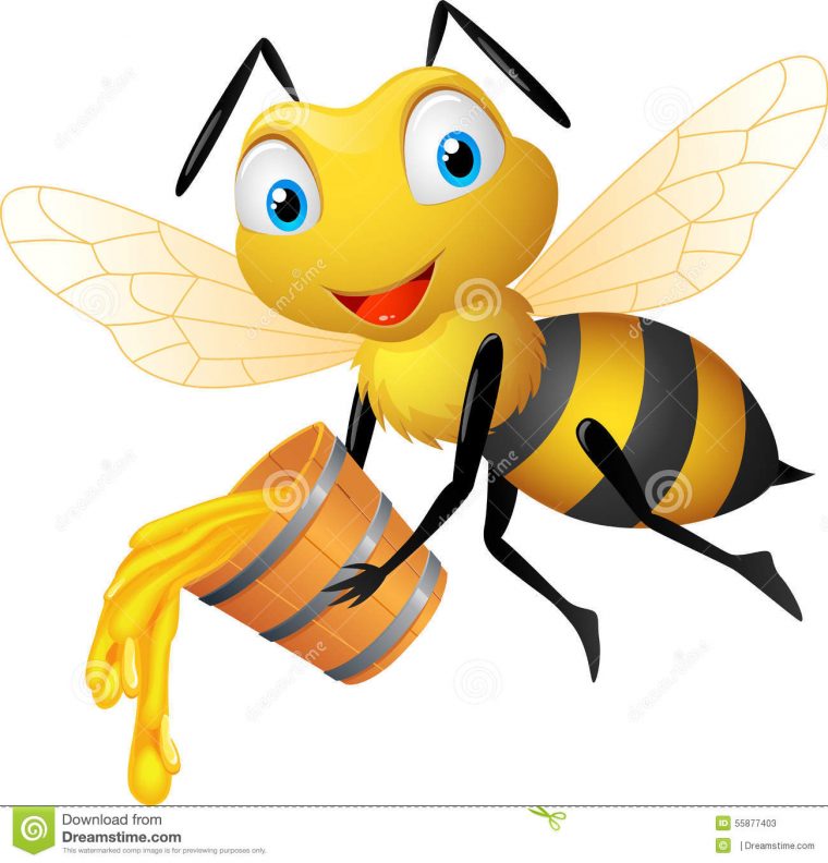 Abeille Heureuse Avec Le Seau De Miel Illustration De à Abeille Dessin