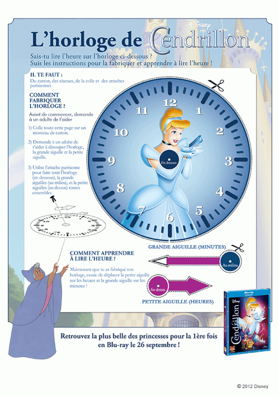 Activité Bricolage Horloge De Princesse à Fiche De Bricolage A Imprimer 
