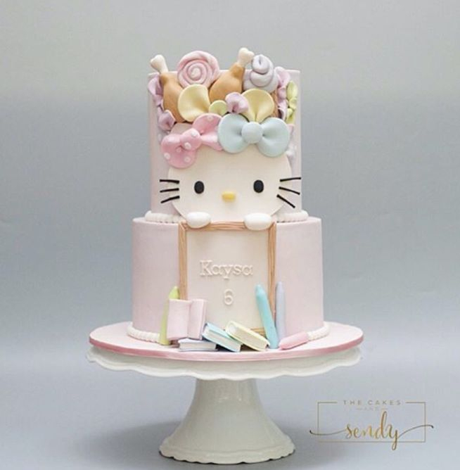 Adorable Gâteau D&amp;#039;Anniversaire Hello Kitty En Satin  # dedans Image Hello Kitty Joyeux Anniversaire 