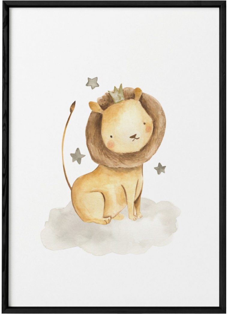 Affiche Bébé Lion Pour Chambre Enfant  L'Afficherie à Animal Pour Enfant