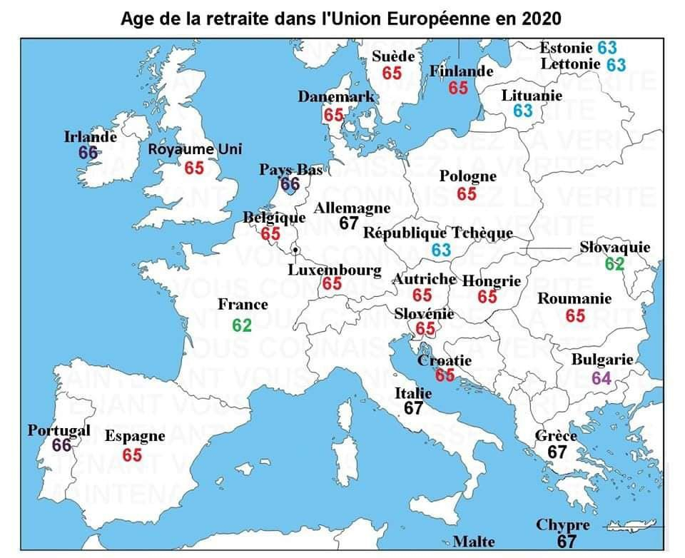 Age De La Retraite Dans L&amp;#039;Union Européenne En 2020  Maps intérieur Carte Union Europã©Enne 