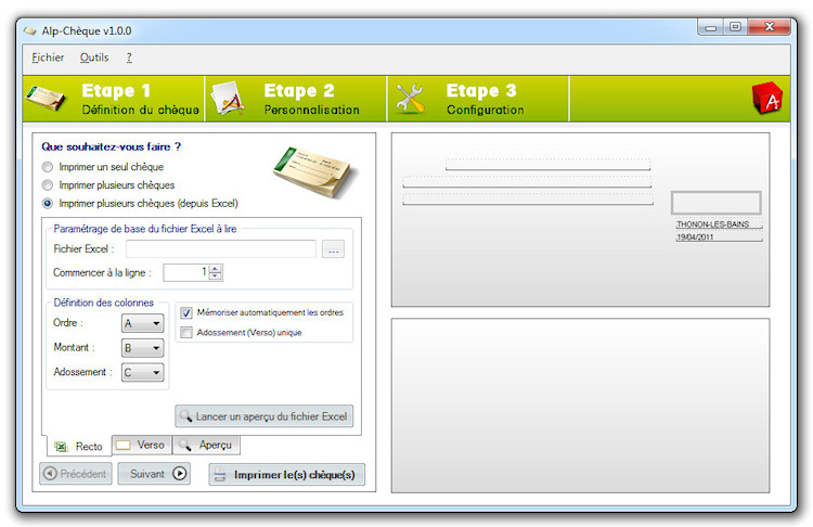 Aide : Imprimer Plusieurs Chèques Depuis Excel concernant Site Pour Imprimer Fau Cheque