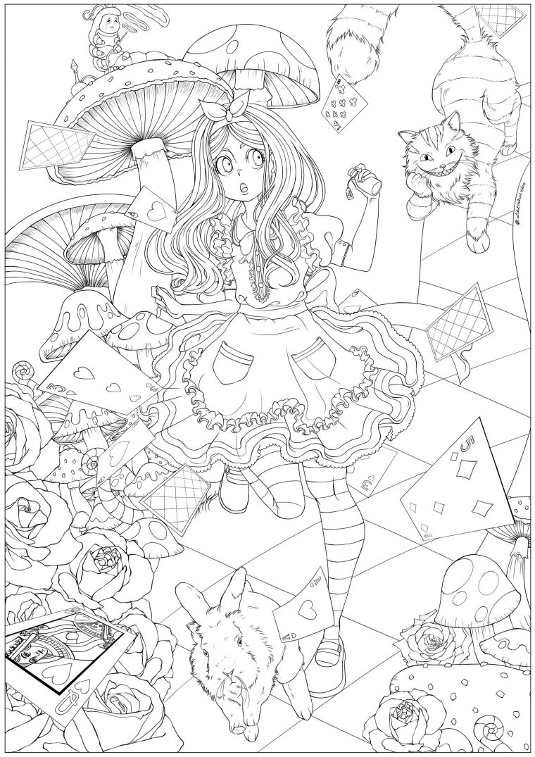 Alice Au Pays Des Merveilles Version 1 – Coloriage Contes destiné Dessin Pays