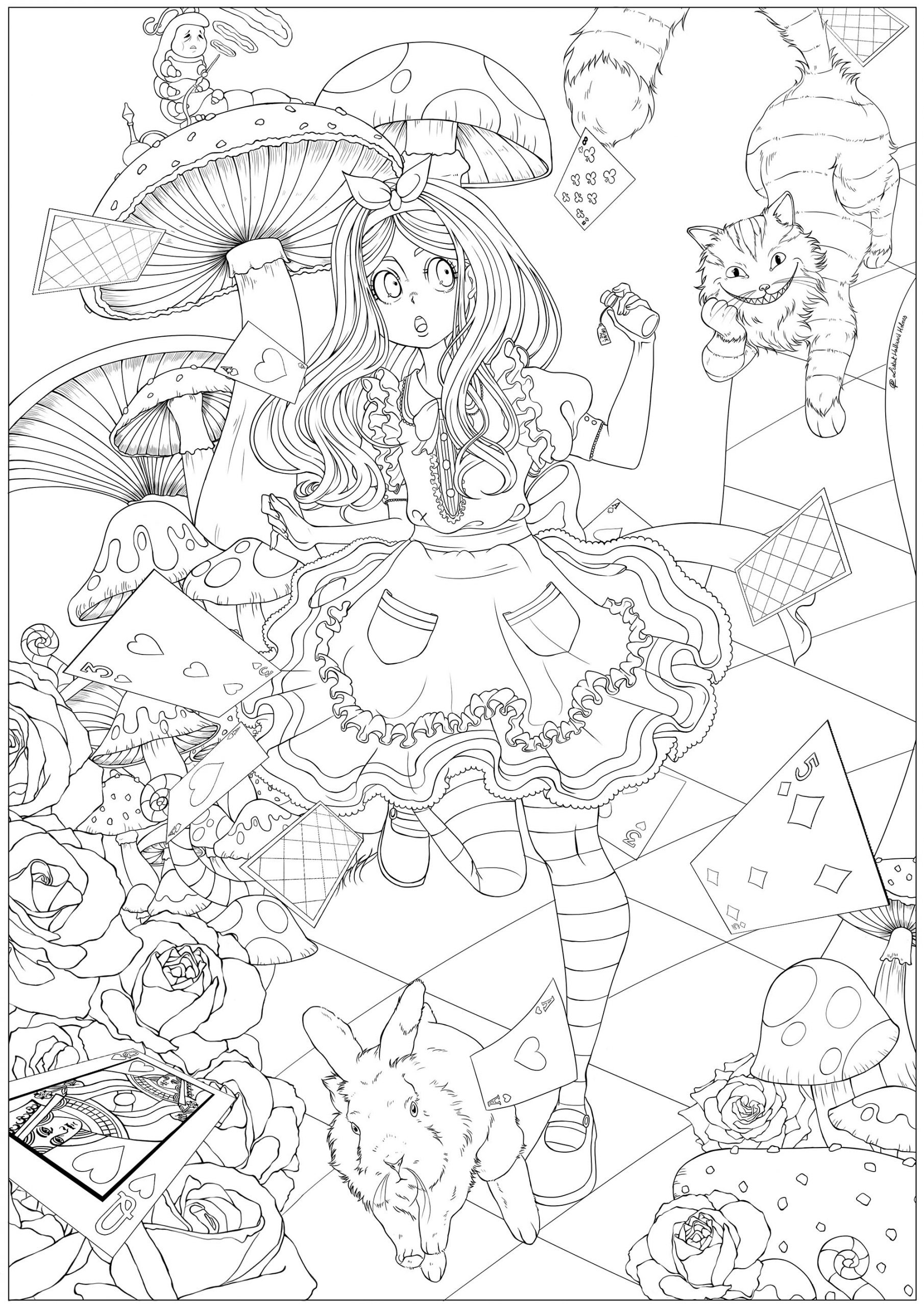 Alice Au Pays Des Merveilles Version 1 - Coloriage Contes destiné Dessin Pays 