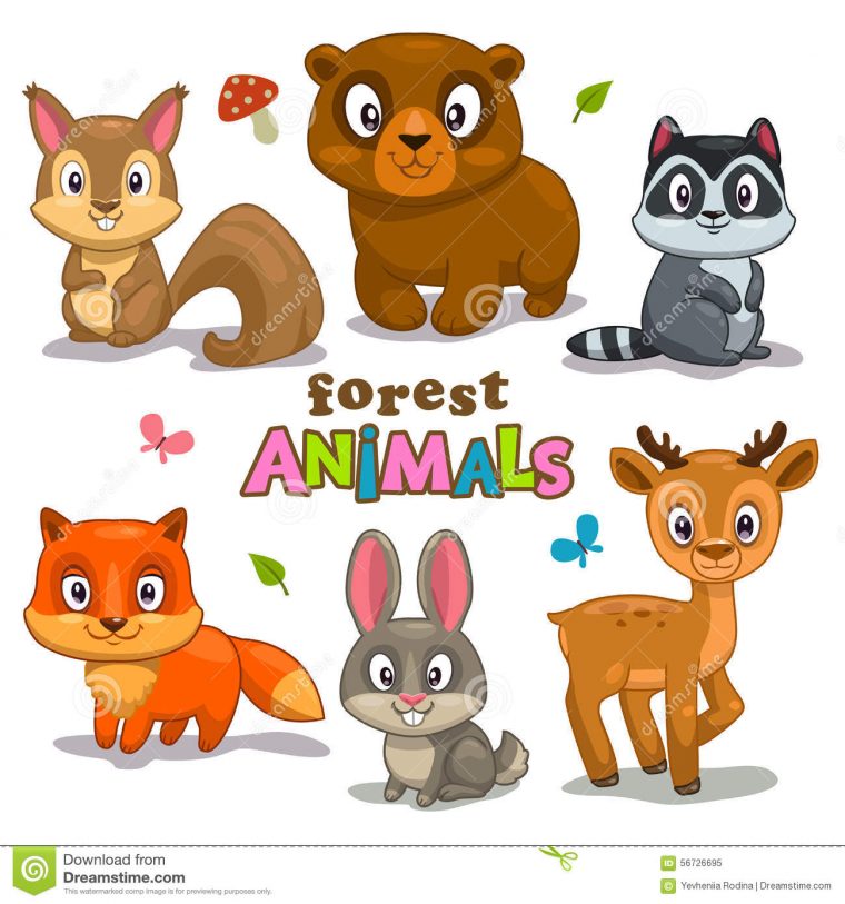 Animaux Mignons De Forêt De Dessin Animé Illustration serapportantà Dessin Animaux De La Foret