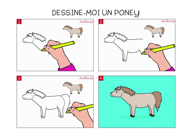 Apprendre À Dessiner Un Poney En 3 Étapes concernant Apprendre A Dessiner Enfant