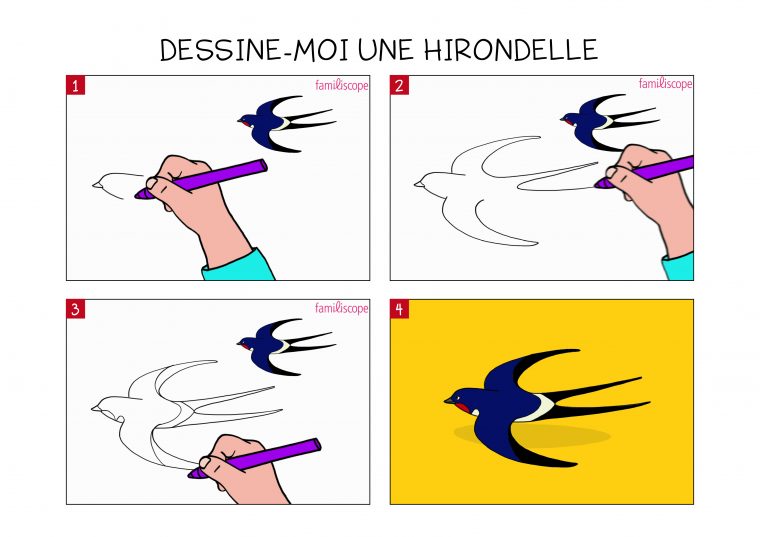 Apprendre À Dessiner Une Hirondelle En 3 Étapes avec Apprendre À Dessiner Enfant