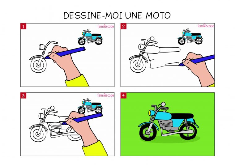 Apprendre À Dessiner Une Moto En 3 Étapes dedans Apprendre À Dessiner Enfant