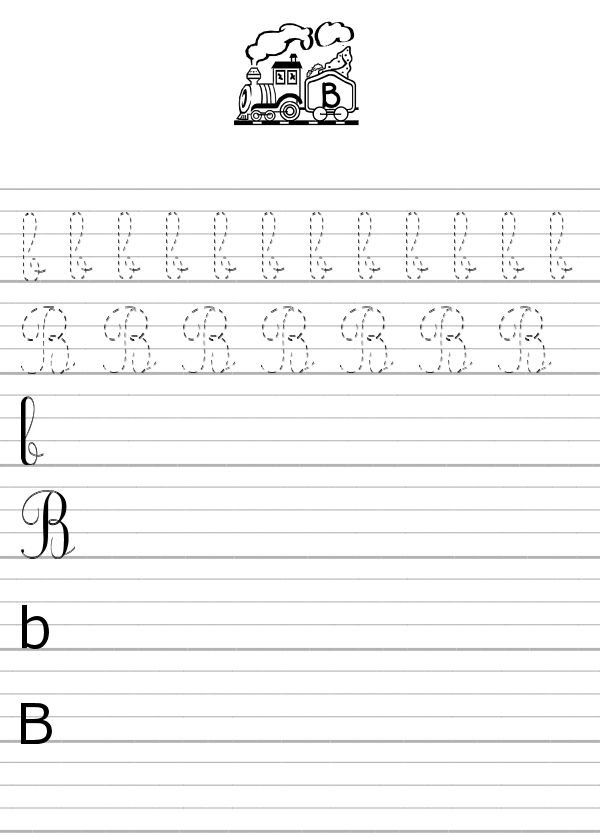Apprendre À Écrire La Lettre B En Minuscule Et En à Alphabet En Cursive Minuscule À Imprimer 