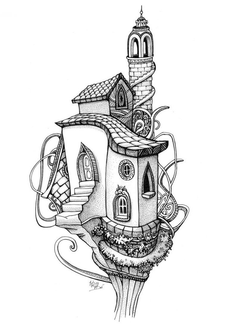 Architecture Maison Arbre  Architecture Et Habitation dedans Coloriage Maison