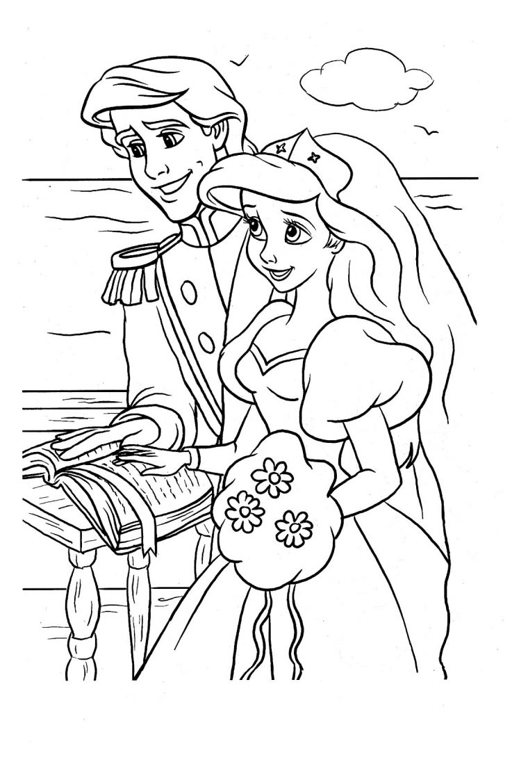 Ariel & Eric Disney – Coloriage La Petite Sirène (Ariel intérieur Coloriage Sirene Et Princesse