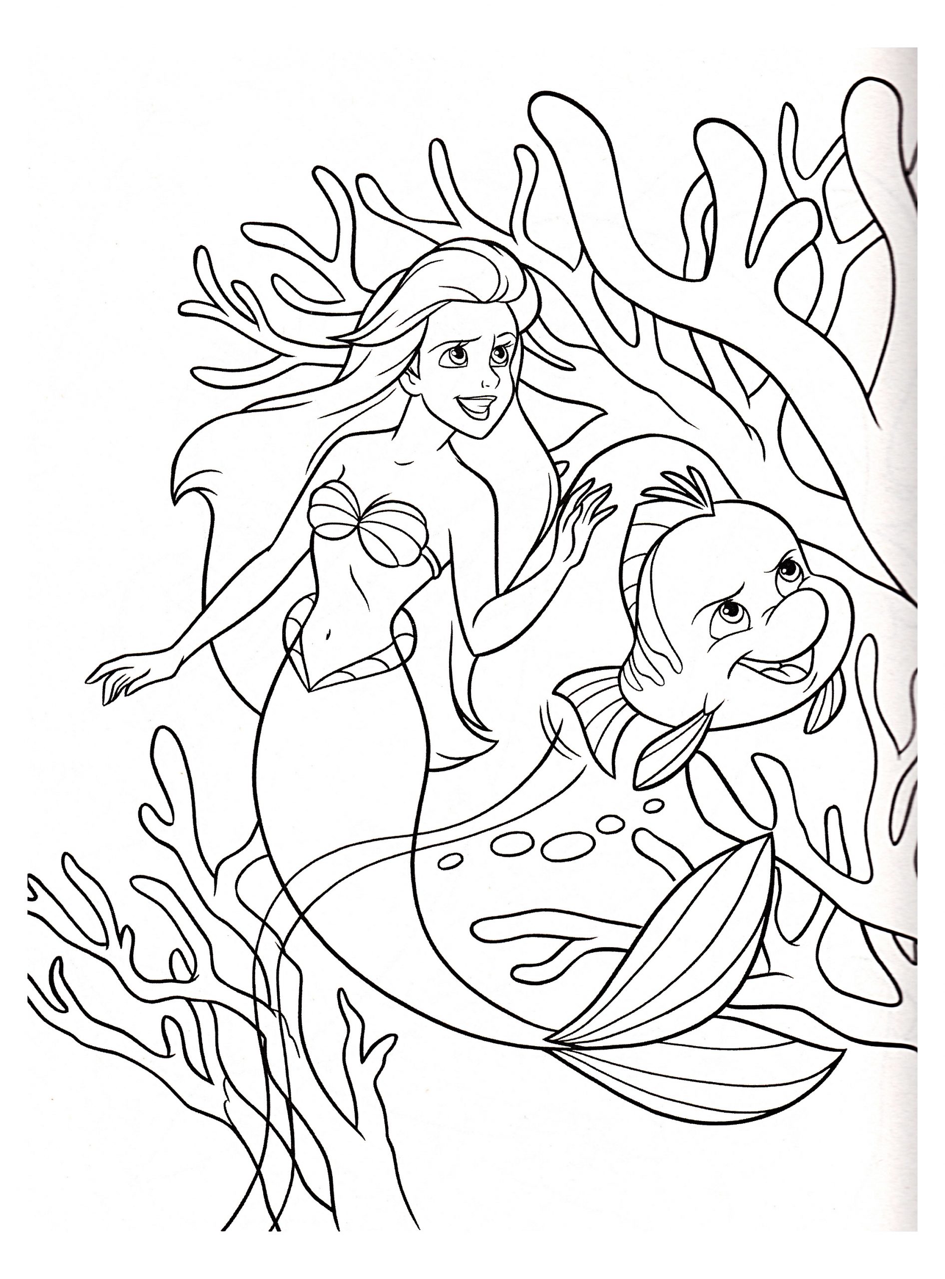 Ariel La Petite Sirène Disney - Coloriage La Petite Sirène à Coloriage Sirene Et Princesse 