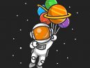 Astronaute Mignon Volant Avec Des Ballons De Planète En tout Dessin Planète