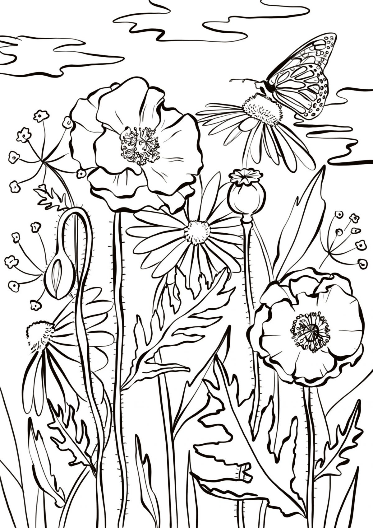 Atelier : 10 Coloriages À Imprimer Pour Petits Et Grands intérieur Coloriage Fleur Et Papillon A Imprimer