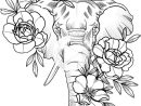 Autocollant Par @ - Wlkanja--  Dessin Tête Éléphant intérieur Coloriage Elephant