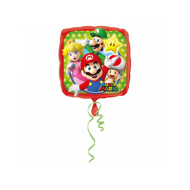 Ballon Hélium Carrée Mario Bros- Deco Anniversaire - Thema concernant Bougie Mario Bros