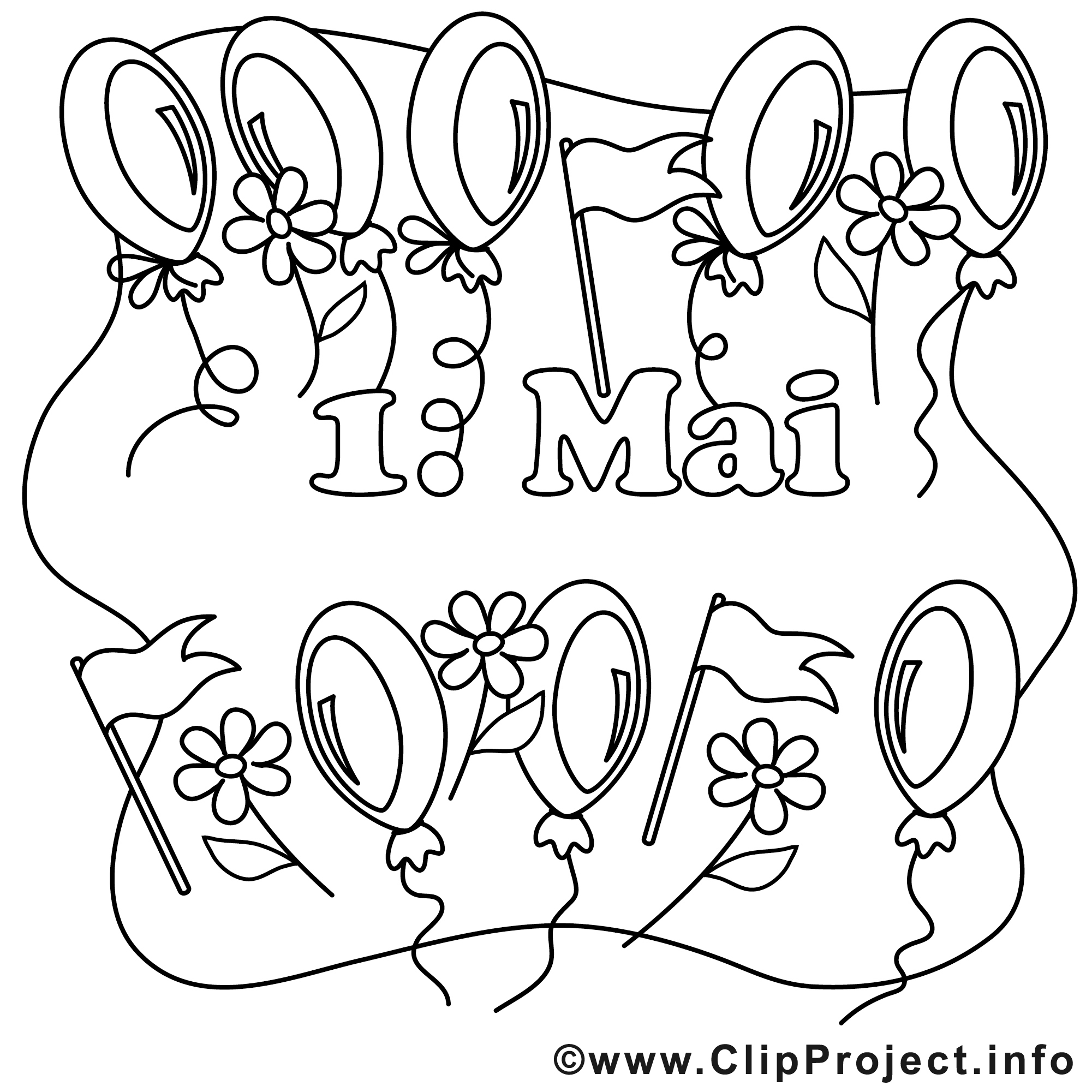 Ballons Clip Arts - Premier Mai À Imprimer - Premier Mai serapportantà Coloriage Mai