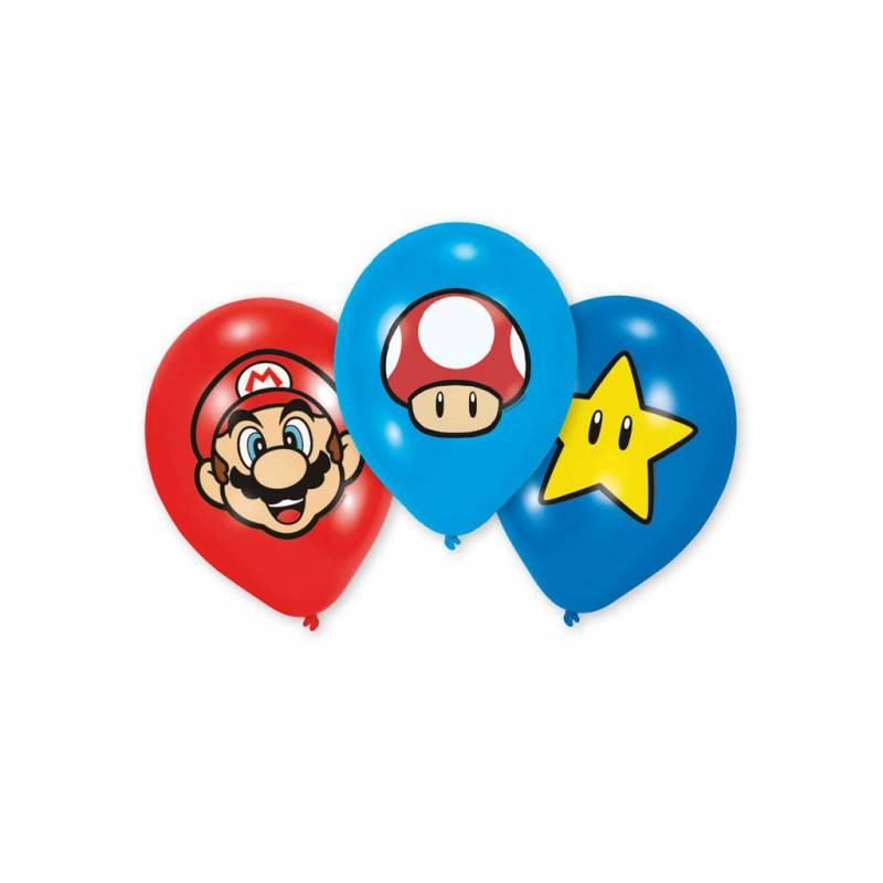 Ballons Latex Quadri Mario Bros- Deco Anniversaire avec Bougie Mario Bros