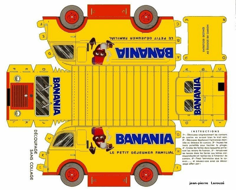 Banania: Les Camionnettes Publicitaires Du Tour De France concernant Maquette De Voiture En Carton