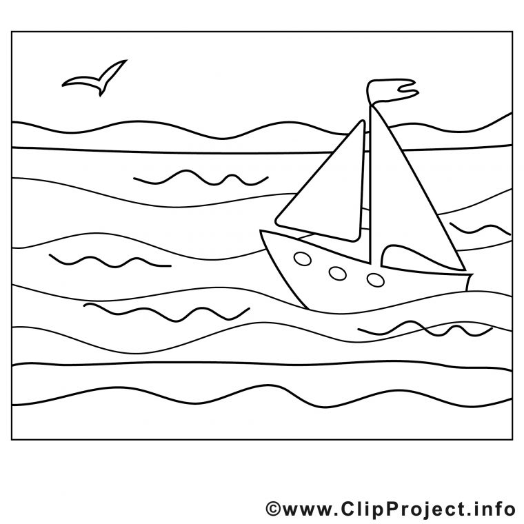 Bateau Mer Image – Été Images À Colorier – Été Coloriages concernant Dessin Sur Ordinateur A Colorier