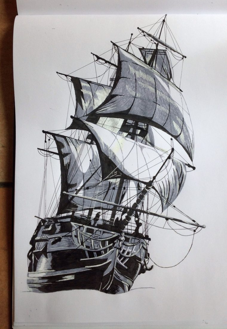 Bateau Pirate  Ship Tattoo, Pirate Ship Drawing, Ship Art avec Dessin Bateau