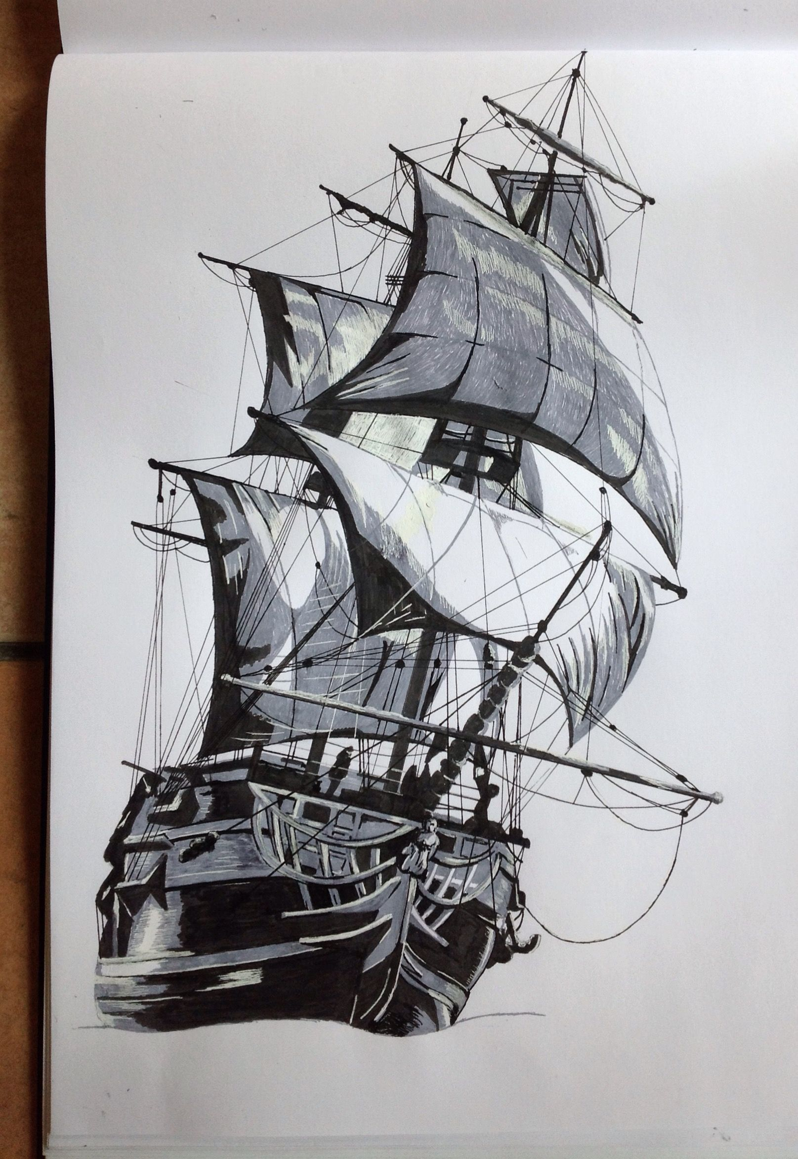 Bateau Pirate  Ship Tattoo, Pirate Ship Drawing, Ship Art avec Dessin Bateau 