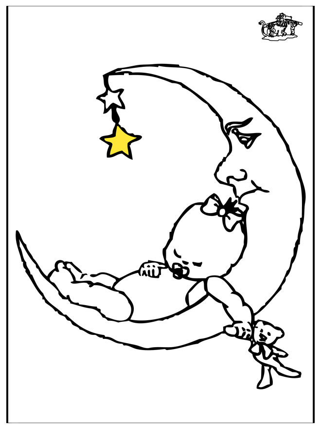 Bébé Et La Lune - Coloriages Enfants serapportantà La Lune Coloriage