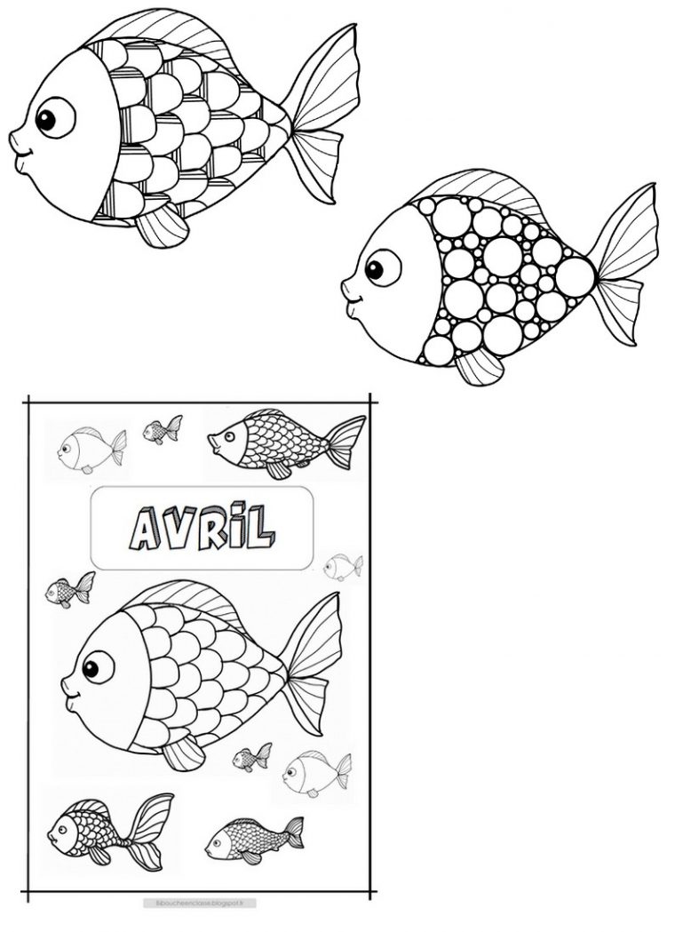 Bibouche En Classe : Avril : Coloriage, Calendrier Et Poissons concernant Poisson A Imprimer 1Er Avril