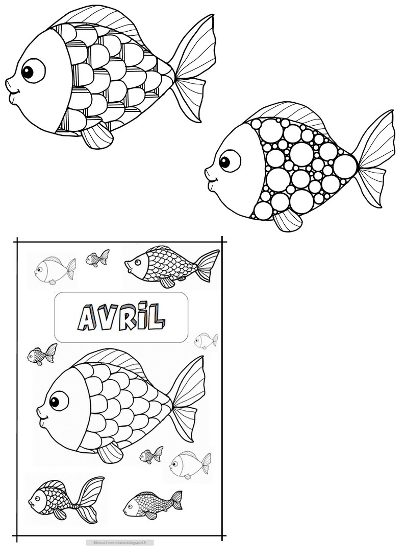 Bibouche En Classe : Avril : Coloriage, Calendrier Et Poissons concernant Poisson A Imprimer 1Er Avril 