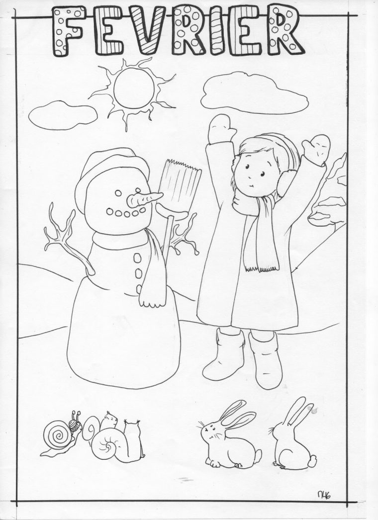 Bibouche En Classe : Calendrier Du Mois De Février Et tout Coloriage Janvier Maternelle