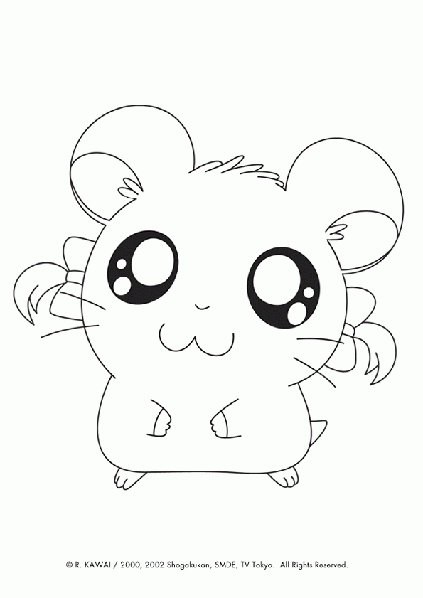 Bijou, La Petite Mignonne Du Dessin Animé Hamtaro Est À à Hamster À Colorier