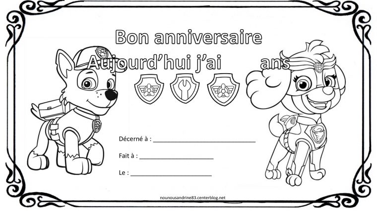 Bon Anniversaire À Colorier Pat Patrouille tout Coloriage Joyeux Anniversaire Papa