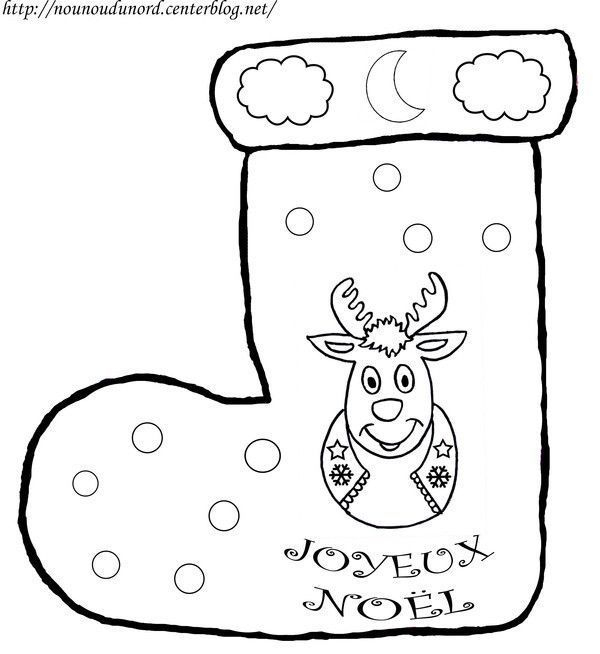 Botte De Noël Avec Renne encequiconcerne Coloriage De Chaussette De Noel 