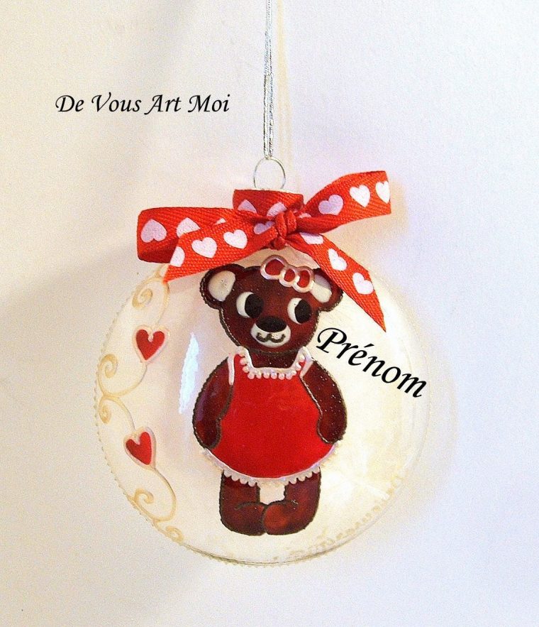 Boule Noël Enfant Personnalisée,Fait Main,Oursonne De Noël concernant Boule De Noel Pour Bebe