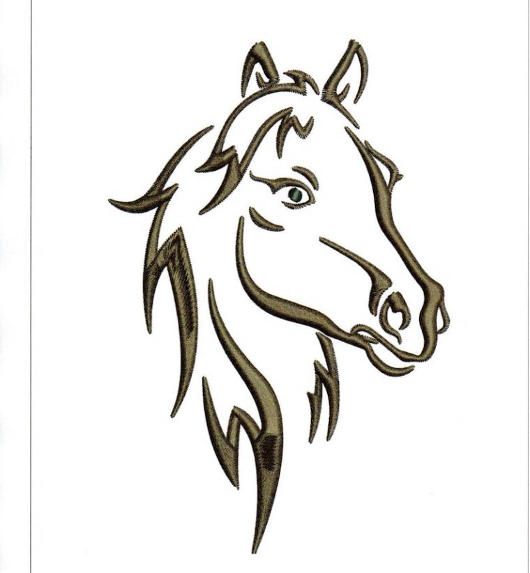 Broderie Tête De Cheval Dessins Contour Silhouette De tout Dessin Animé De Cheval Gratuit