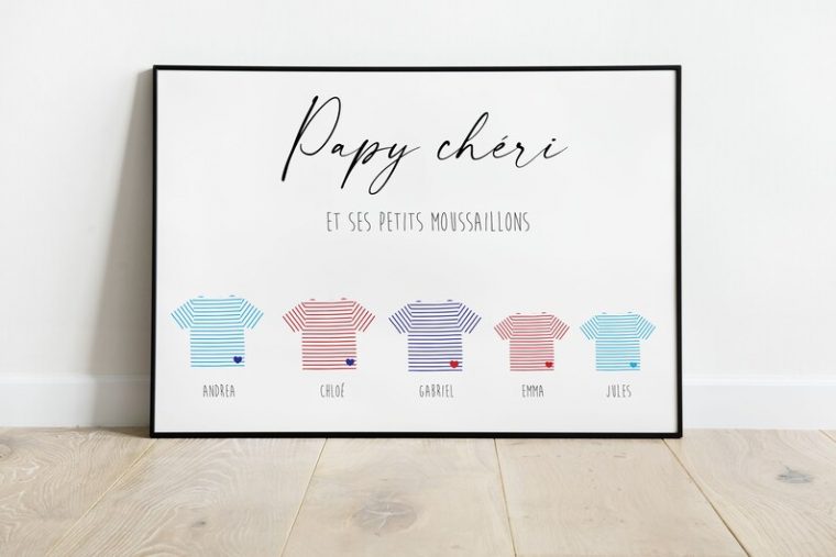 Cadeau Papy Fête Des Grands Père Affiche Personnalisé  Etsy pour Fetes Des Grand Pere