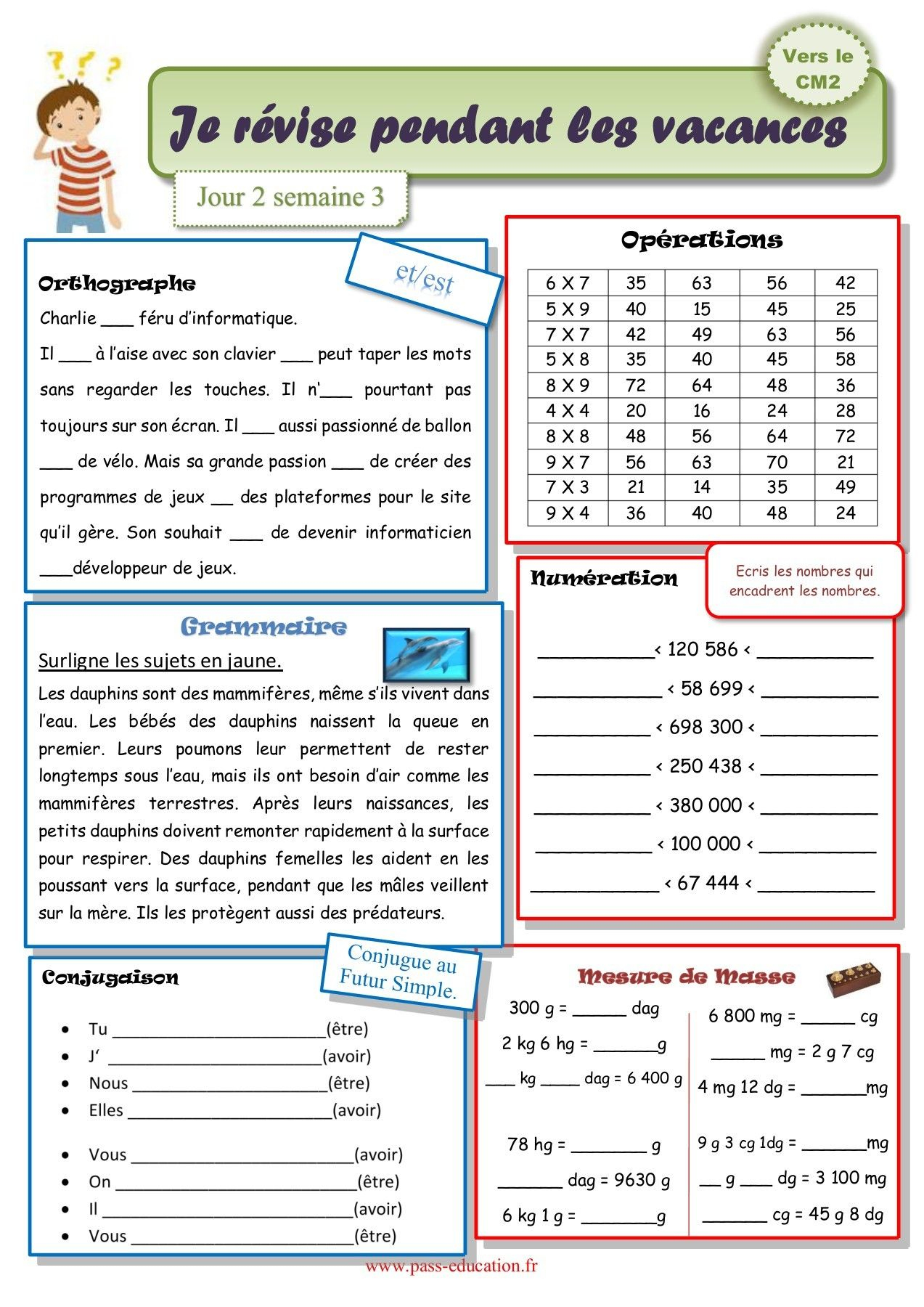 Cahier De Vacances Gratuit À Imprimer - Cm1 Vers Le Cm2 pour Maths Exercices Imprimer Cm1 Gratuit