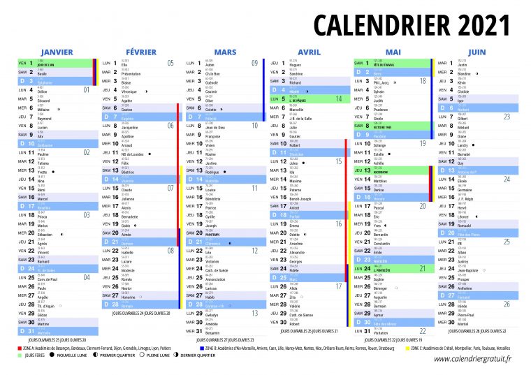 Calendrier 2021 Gratuit Avec Jours Fériés Vacances intérieur Calendrier 0 Imprimer