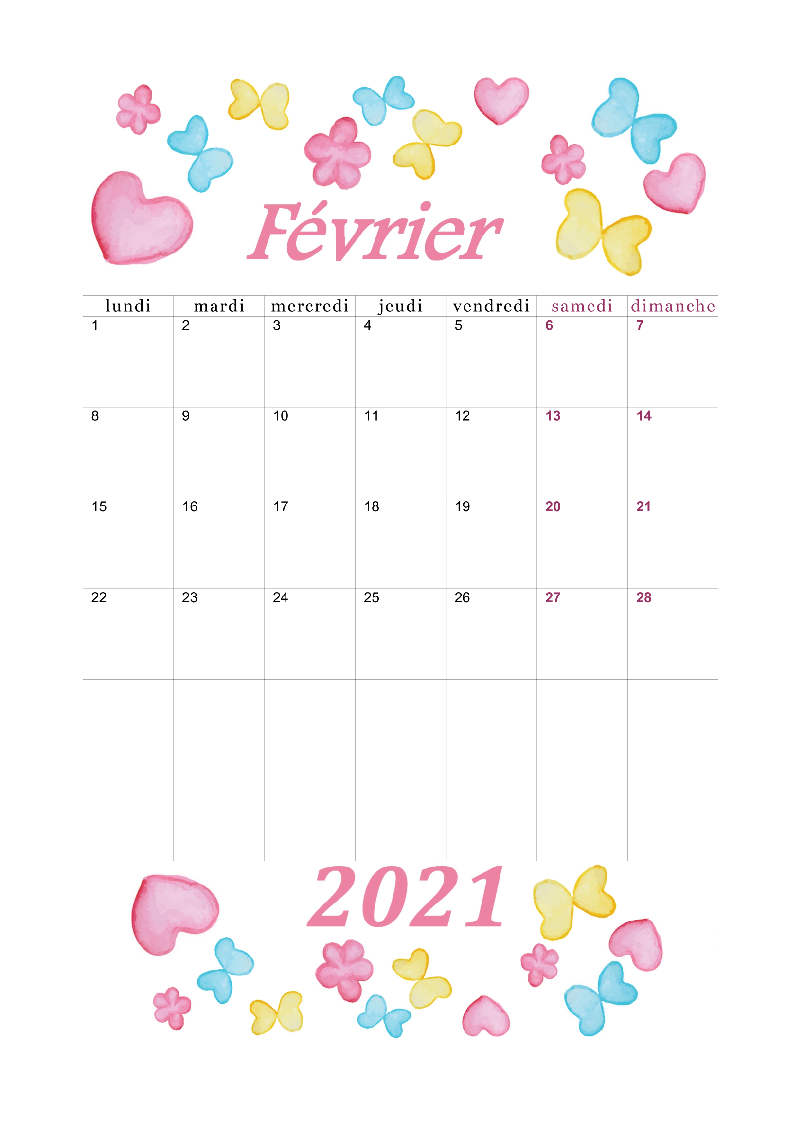 Calendrier 2021 Mensuel À Imprimer (Pdf Gratuit avec Calendrier Enfant À Imprimer 