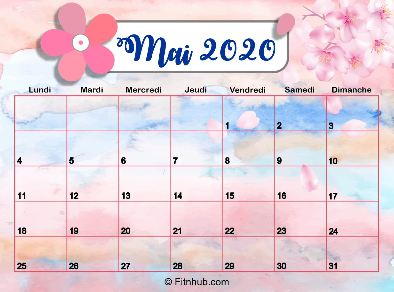 Calendrier Mai 2020 À Imprimer - Calendrier 2020 À Imprimer tout Calendrier Enfant À Imprimer 