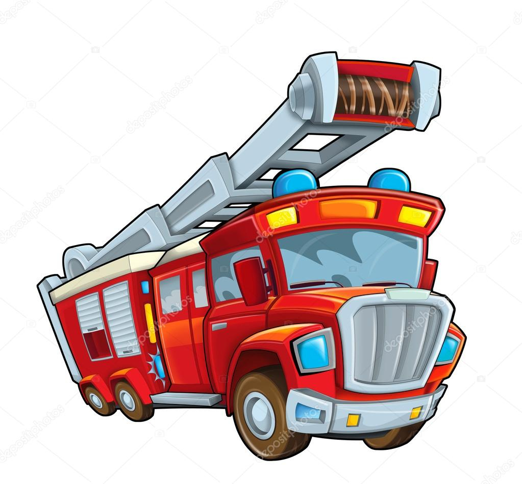 Camion De Pompier Dessin Animé — Photographie Illustrator avec Dessin D Un Camion De Pompier
