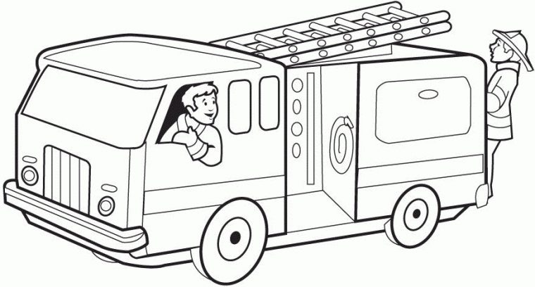 Camionnette Pompiers – Coloriage De Pompiers – Coloriages pour Camion De Pompier A Colorier