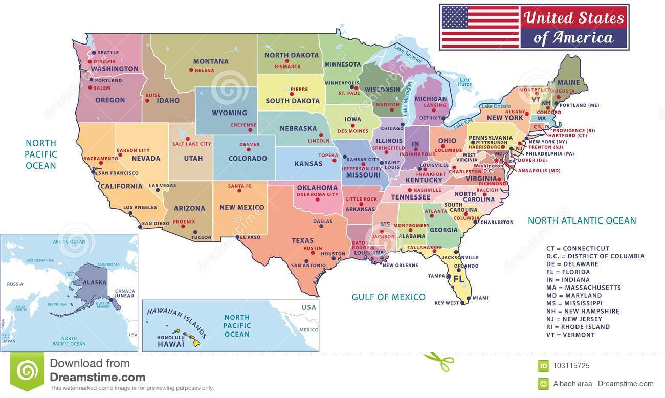 Capitales D'États Et Villes Importantes Des Etats-Unis D pour Carte Amerqieus Avec Tout Les Villes