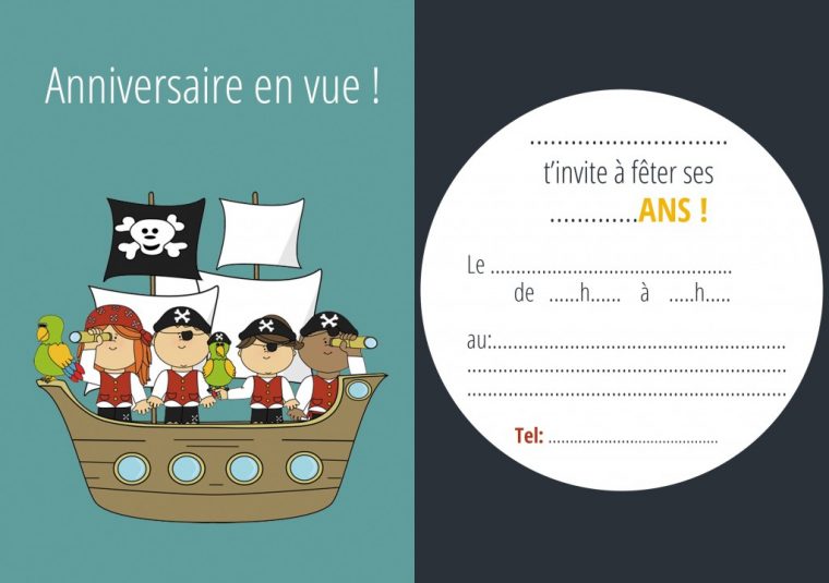 Carte Bateau Pirate  Mon Anniversaire Pirate pour Carte D Invitation À Imprimer Gratuite