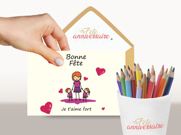 Carte Bonne Fête Maman, Je T'Aime Fort – Carte Fète Des Mères avec Carte Anniversaire Maman