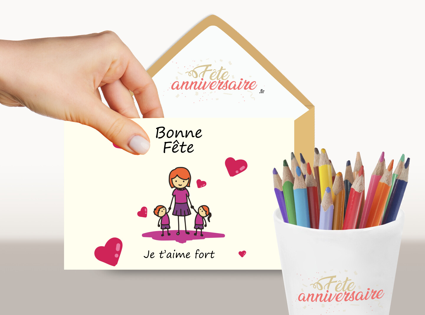 Carte Bonne Fête Maman, Je T&amp;#039;Aime Fort - Carte Fète Des Mères avec Carte Anniversaire Maman 